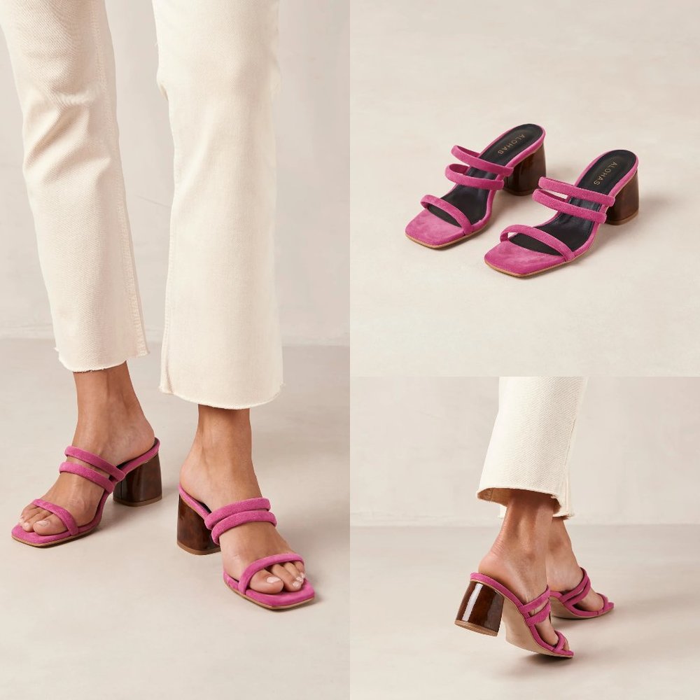 Anthropologie Alohas Indiana Leather Sandals in Pink Size 38 NWOT $156